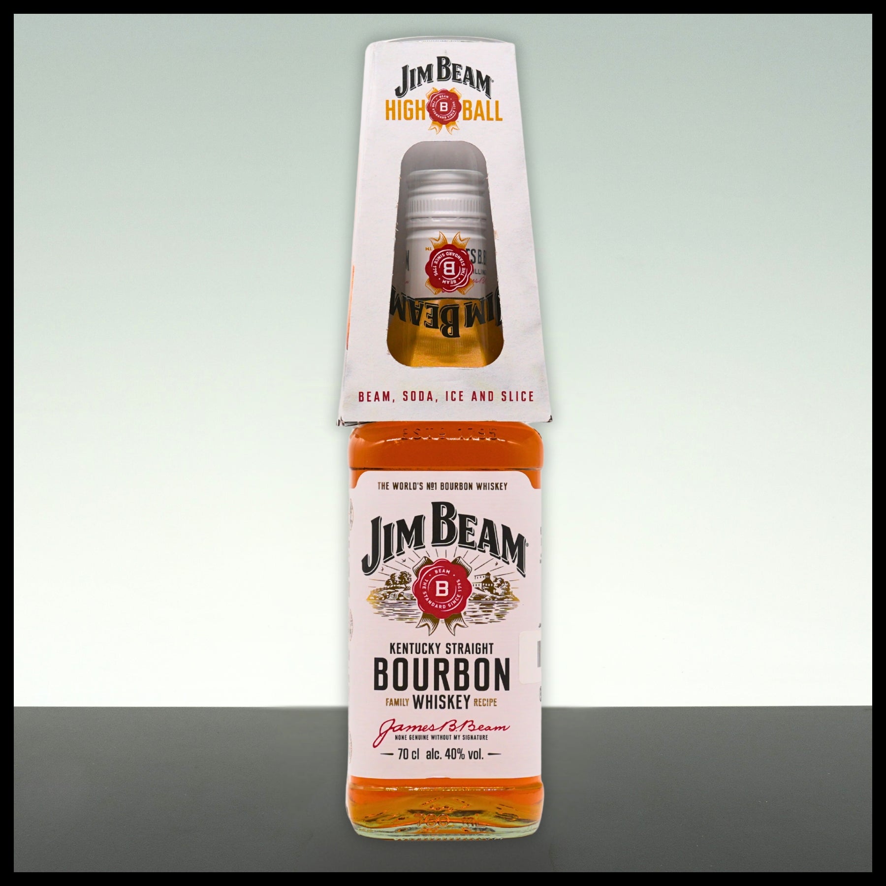 Jim Beam Kentucky Straight Bourbon Whiskey mit Glas 0,7L - 40% Vol.