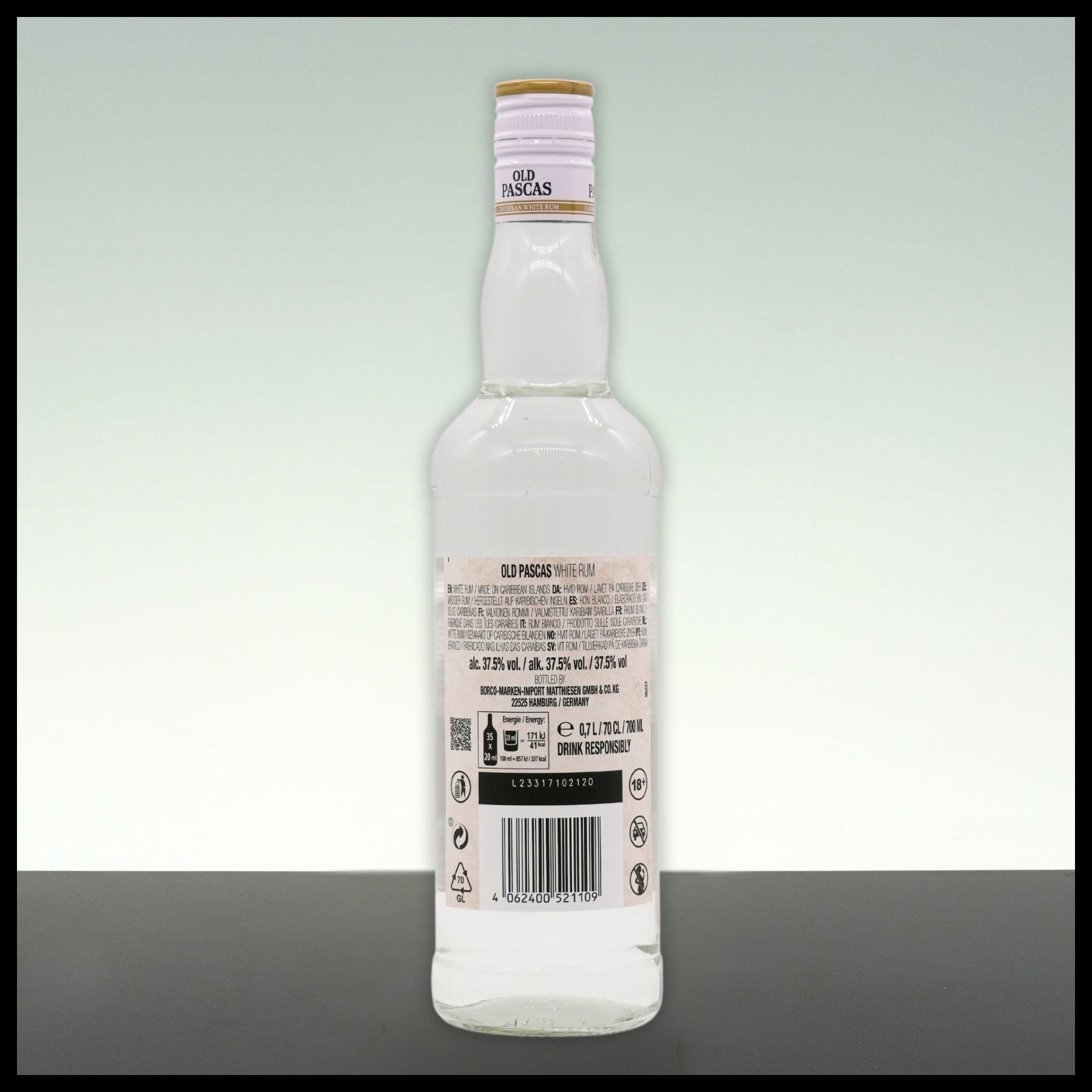 Old Pascas Caribbean White Rum 0,7L - 37,5% Vol. - Trinklusiv