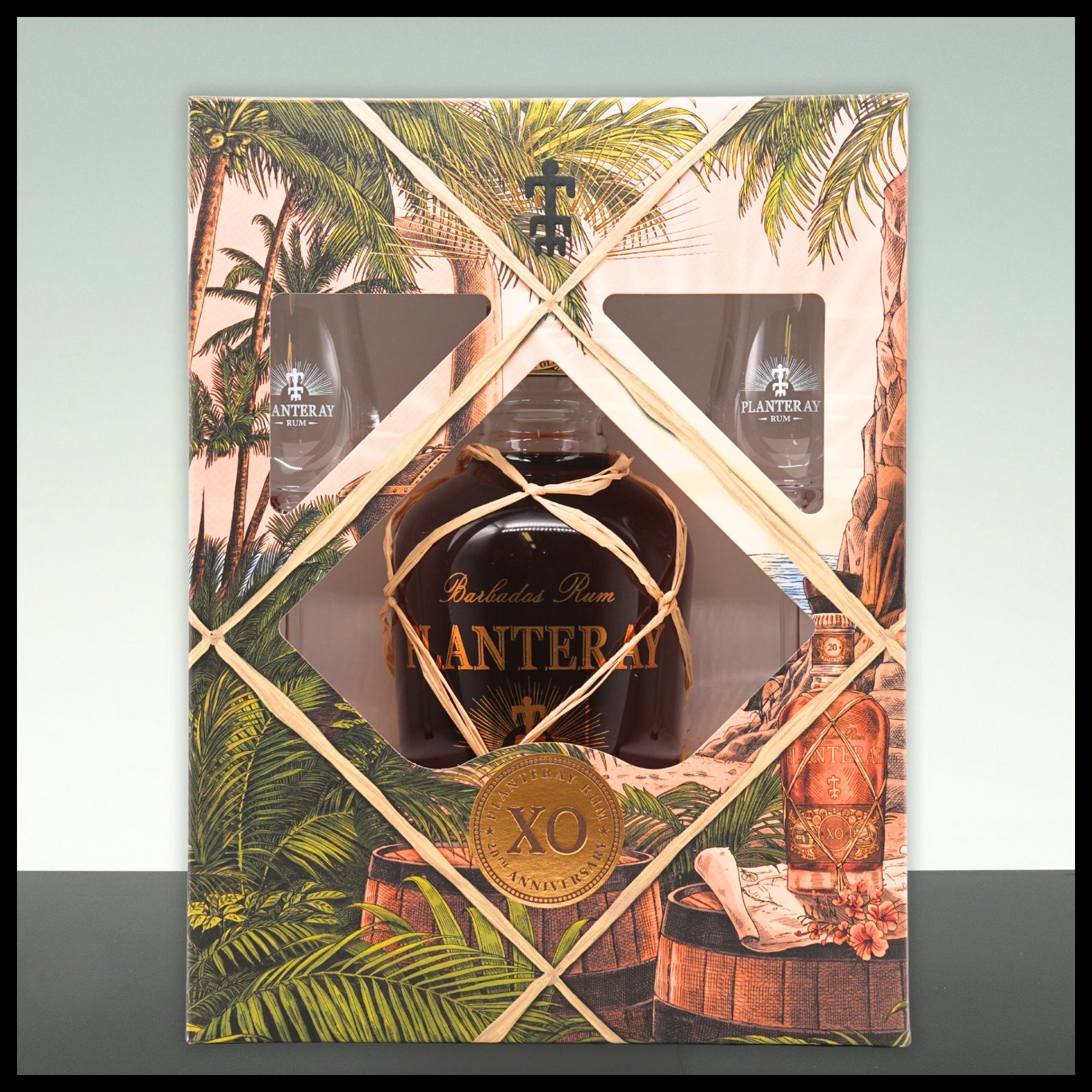 Planteray Barbados XO Rum 20th Anniversary Geschenkbox mit 2 Gläsern 0,7L - 40% Vol. - Trinklusiv