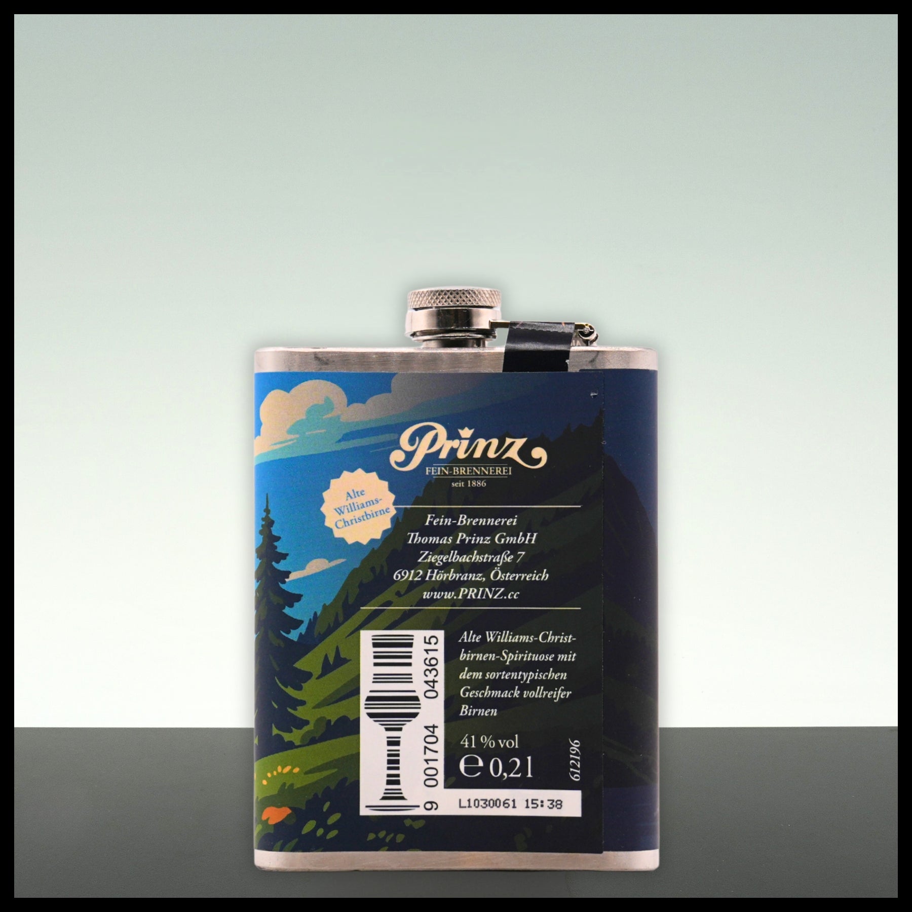 Prinz Flachmann Alte Williams-Birne "Der Berg ruft" 0,2L - 41% Vol. - Trinklusiv