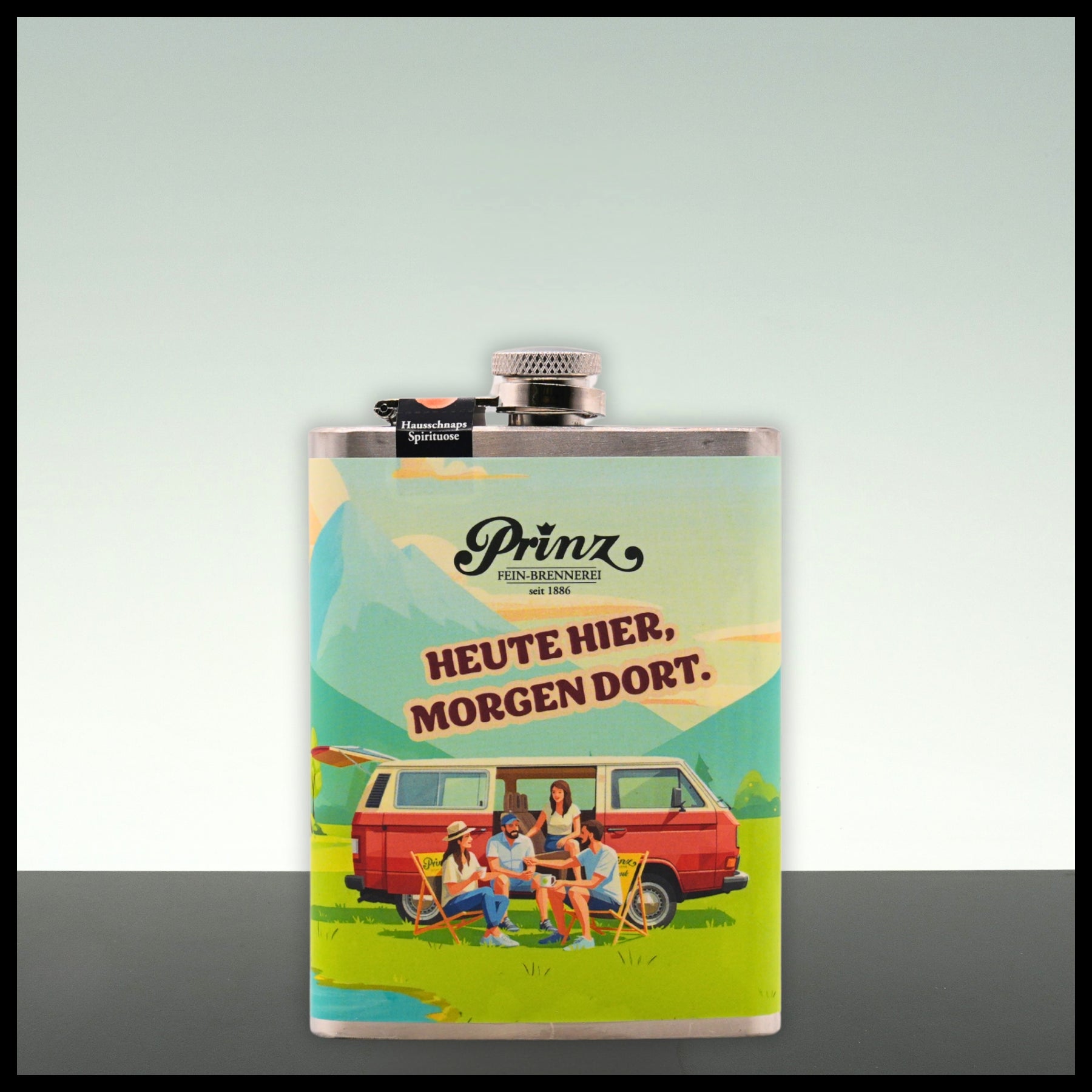 Prinz Flachmann Hausschnaps Marille "Heute hier, morgen dort" 0,2L - 34% Vol. - Trinklusiv