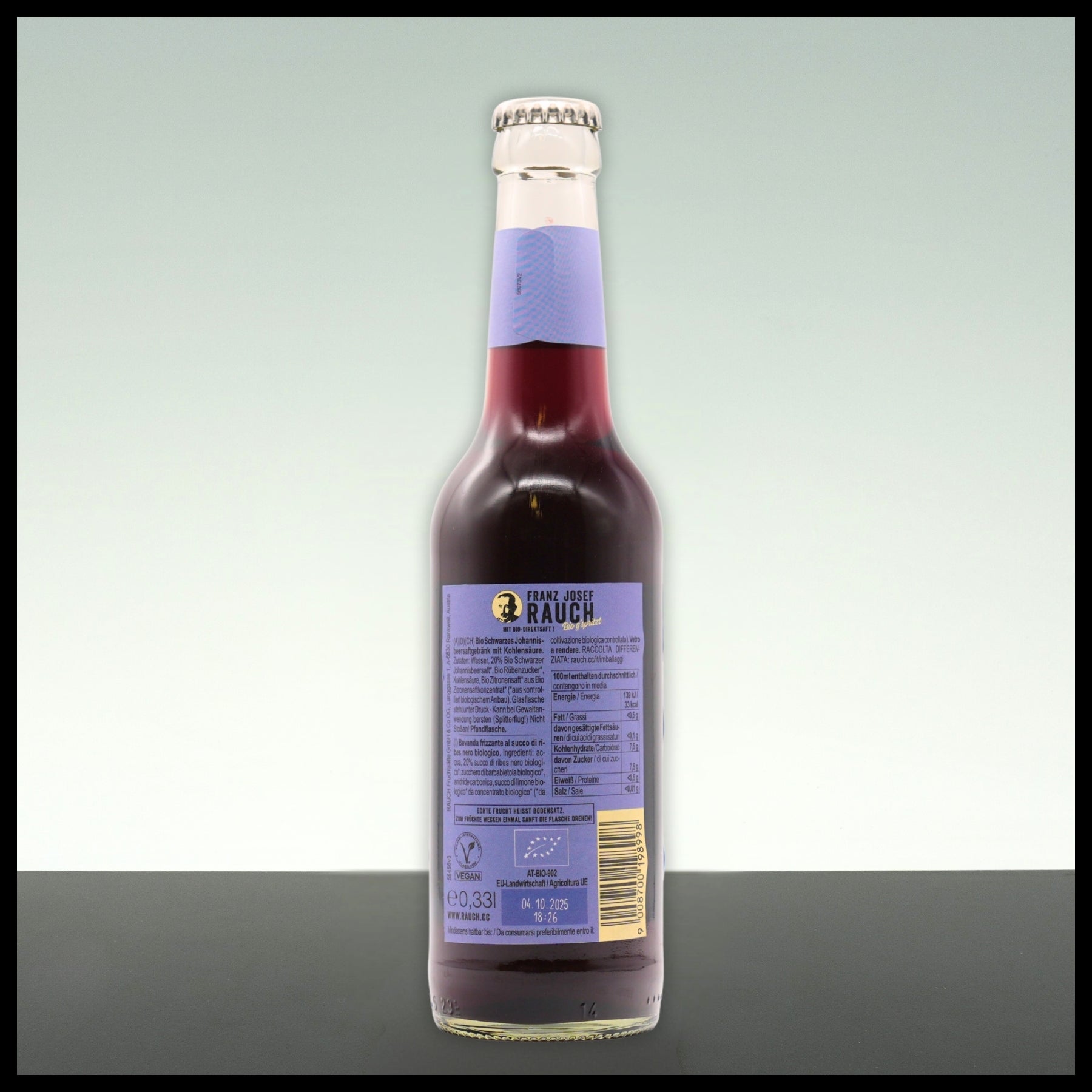 Rauch Bio Schwarze Johannisbeere G'spritzt 0,33L - Trinklusiv