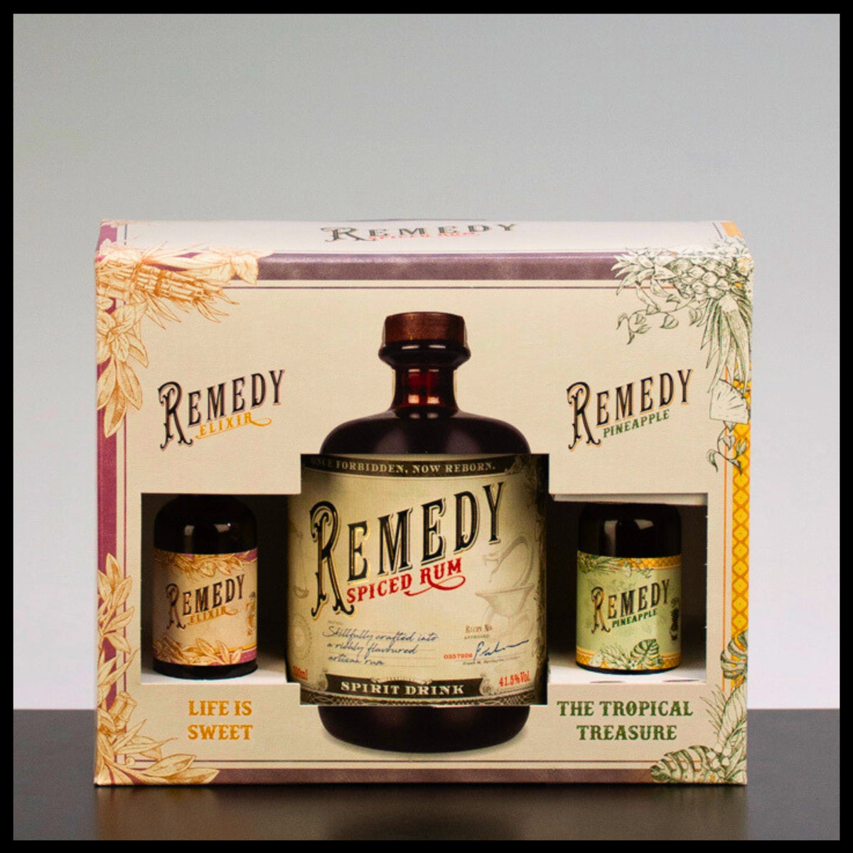 Remedy Spiced Rum Geschenkbox mit 2 Miniaturen 0,7L - 41,5% Vol.