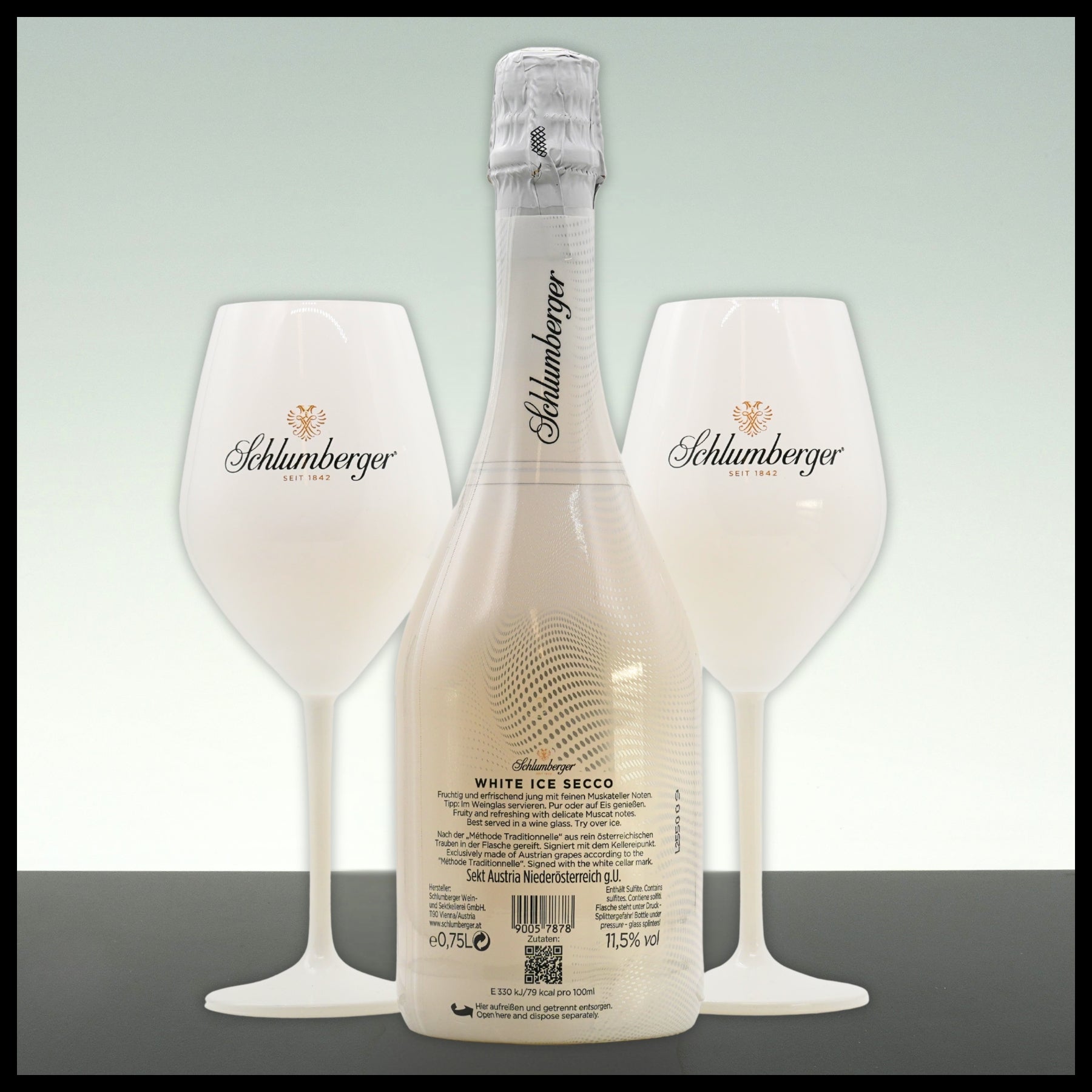 Schlumberger White Ice Secco mit 2 Gläsern 0,75L - 11,5% Vol.