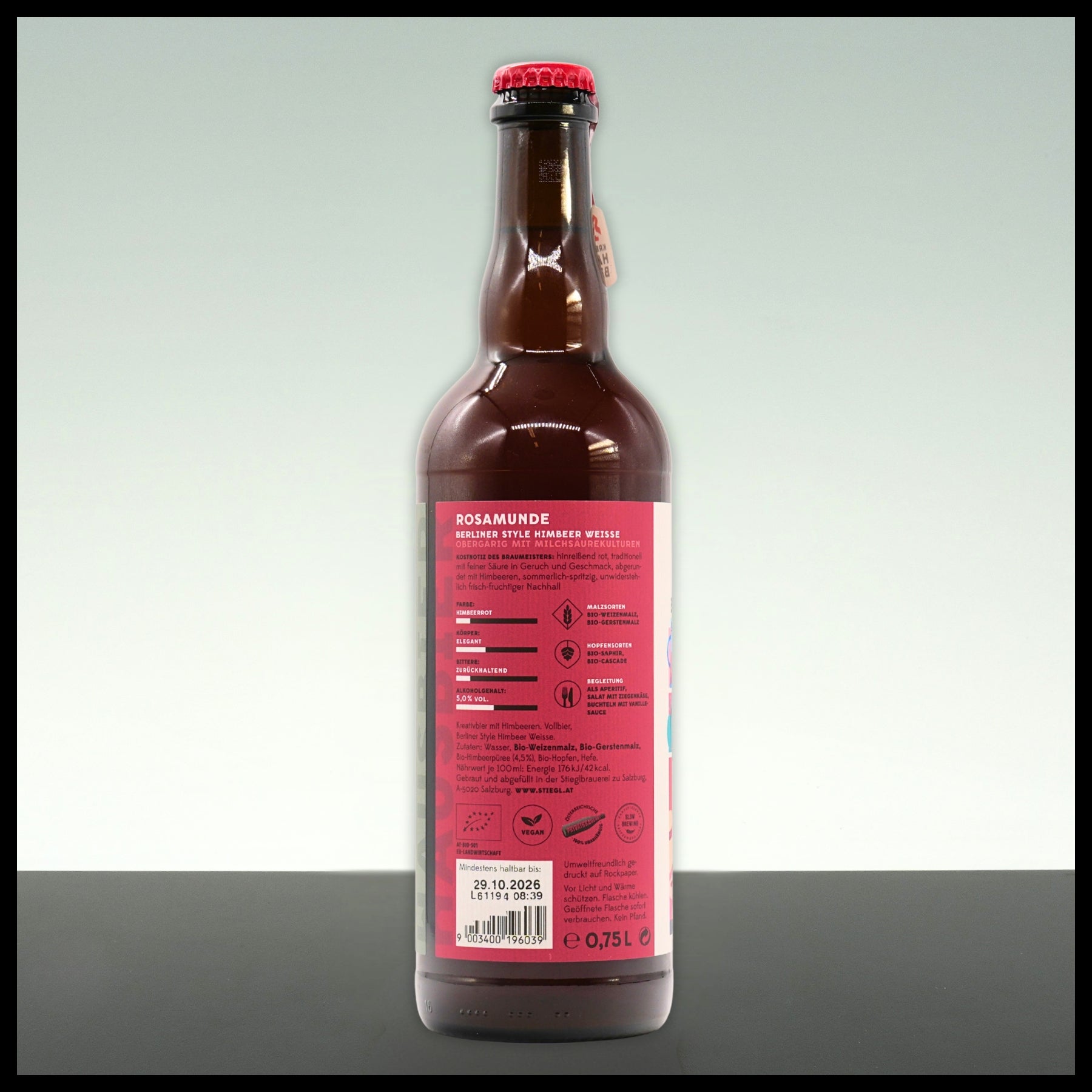 Stiegl Hausbier ROSAMUNDE Himbeer-Weisse 0,75L - 5% Vol.