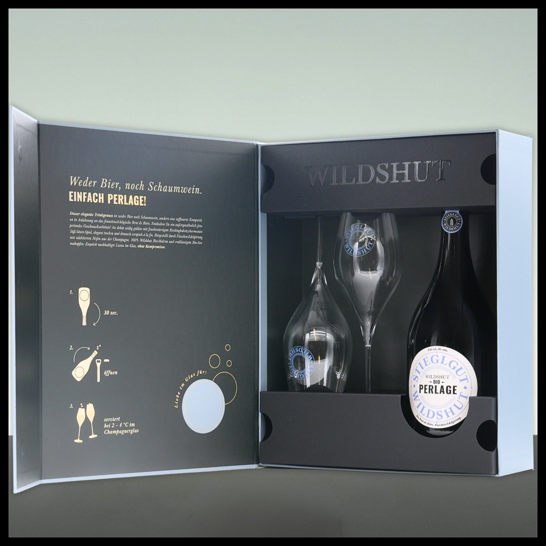 Stiegl Wildshut Bio Perlage Geschenkbox mit 2 Gläsern 0,75L - 8% Vol.