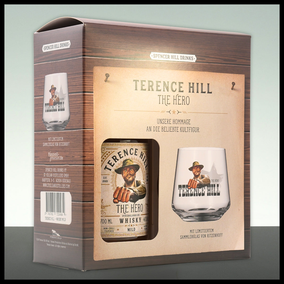 Terence Hill Whisky Mild Geschenkbox mit Glas 0,7L - 46% Vol.