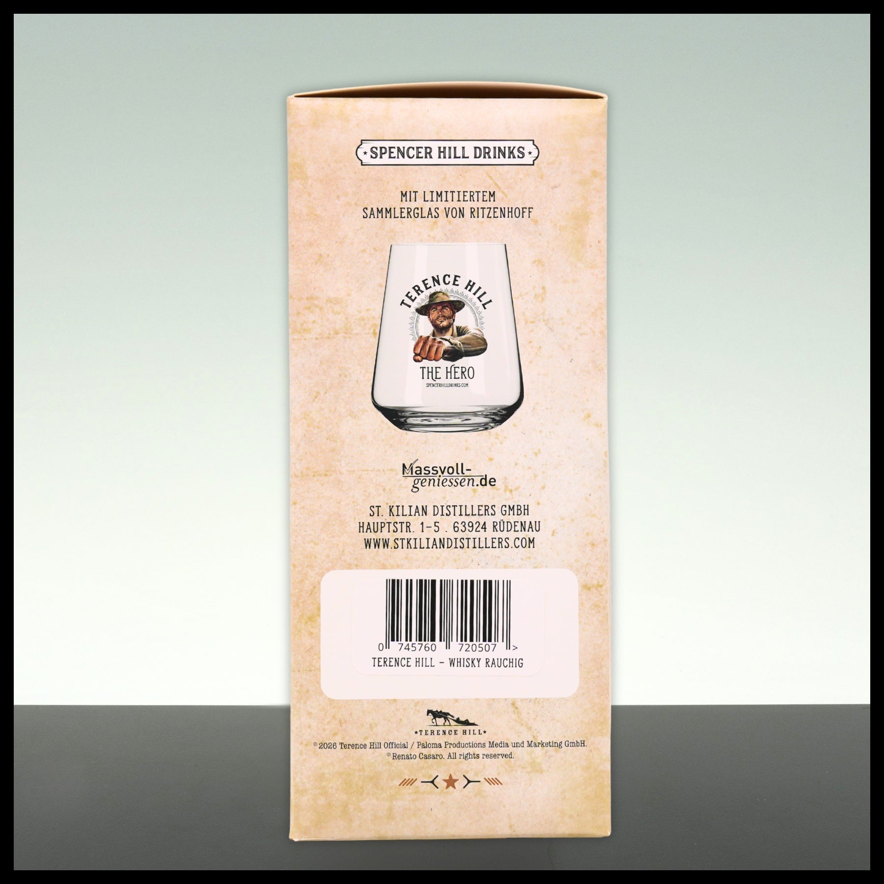 Terence Hill Whisky Rauchig Geschenkbox mit Glas 0,7L - 49% Vol. - Trinklusiv