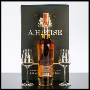 A.H. Riise XO Ambre d'Or Reserve Rum Geschenkbox mit 2 Gläsern 0,7L - 42% Vol. - Trinklusiv