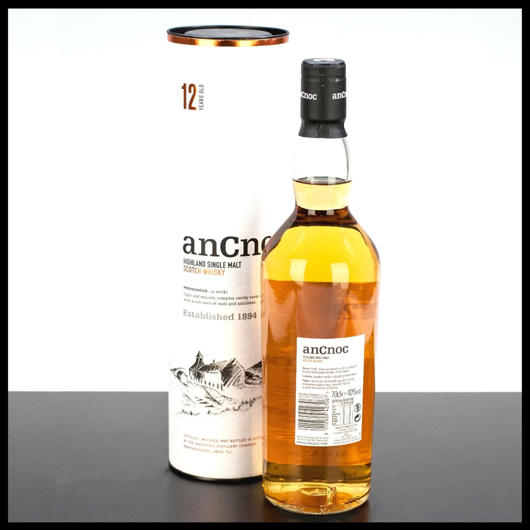 AnCnoc 12 YO Highland Single Malt Whisky 0,7L - 40% Vol. - Trinklusiv