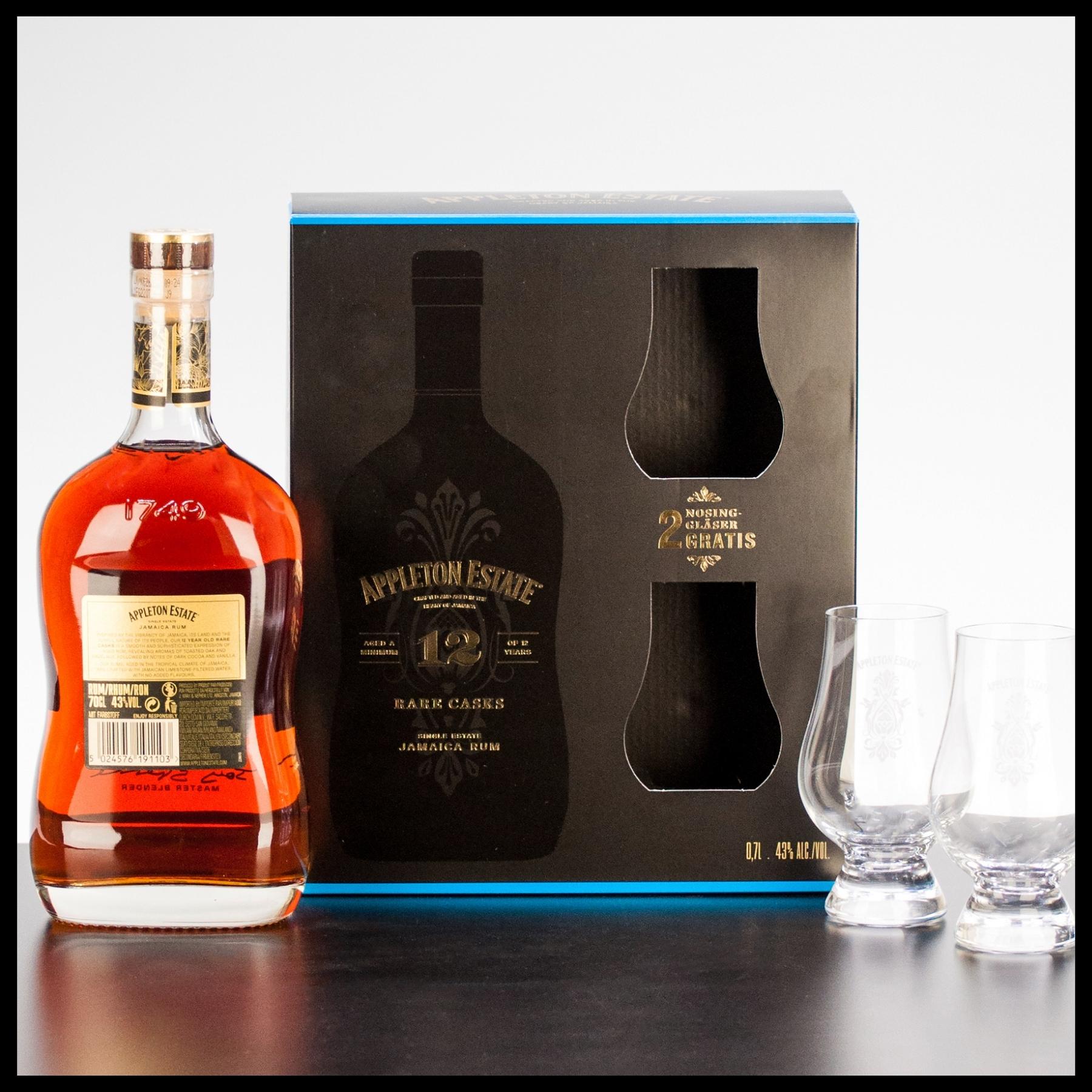 Appleton Estate 12 YO Rare Casks Rum Geschenkbox mit 2 Gläsern 0,7L - 43% Vol. - Trinklusiv