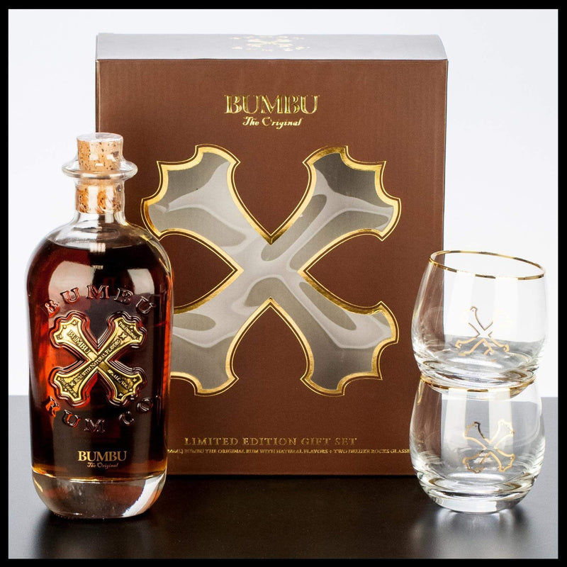 Bumbu The Original Rum Geschenkbox mit 2 Gläsern 0,7L - 40% Vol. - Trinklusiv