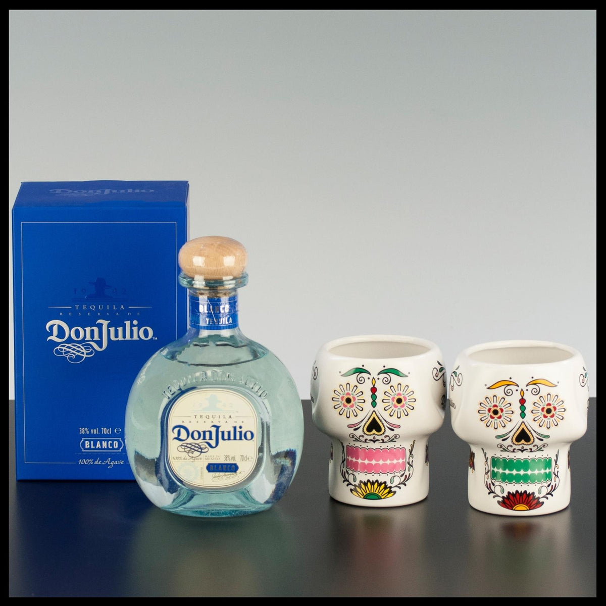 Don Julio Blanco Tequila mit 2 Keramik-Bechern 0,7L - 38% Vol. - Trinklusiv