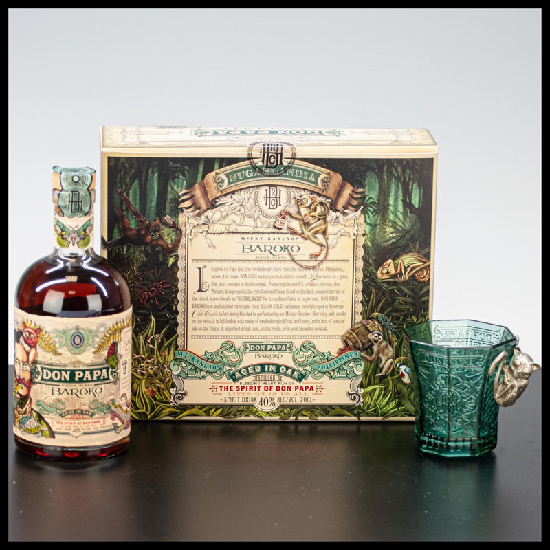 Don Papa Baroko Geschenkbox mit Glas 0,7L - 40% Vol. - Trinklusiv