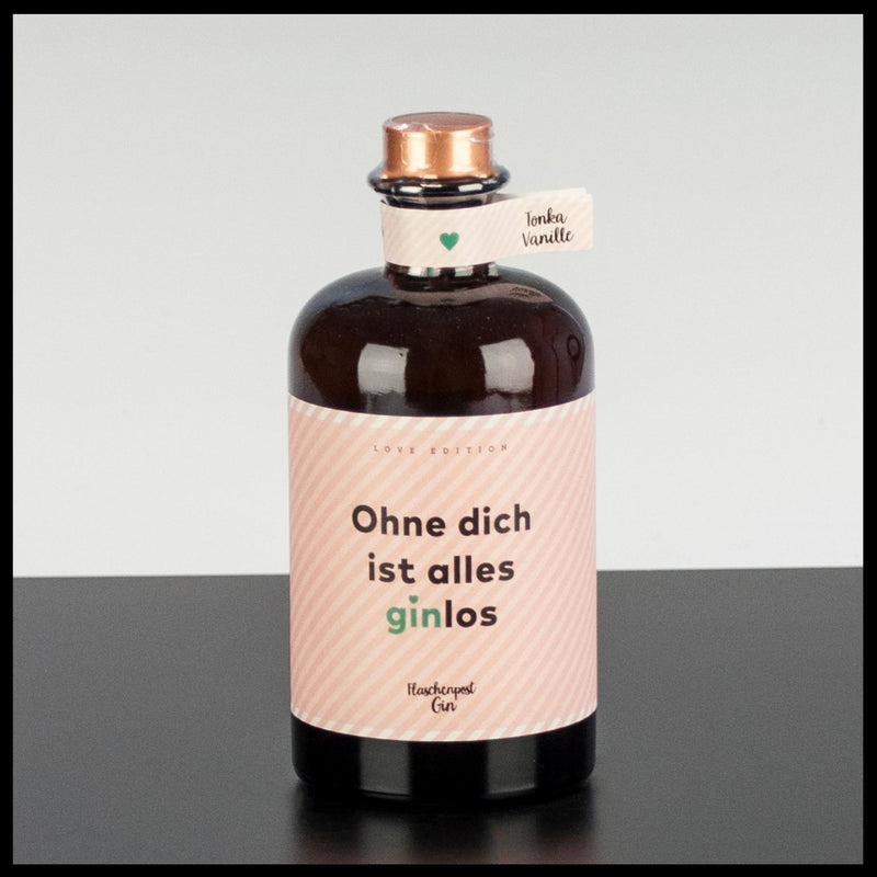 Flaschenpost Gin “Ohne dich ist alles Ginlos” Love Edition 0,5L - 41% Vol. - Trinklusiv