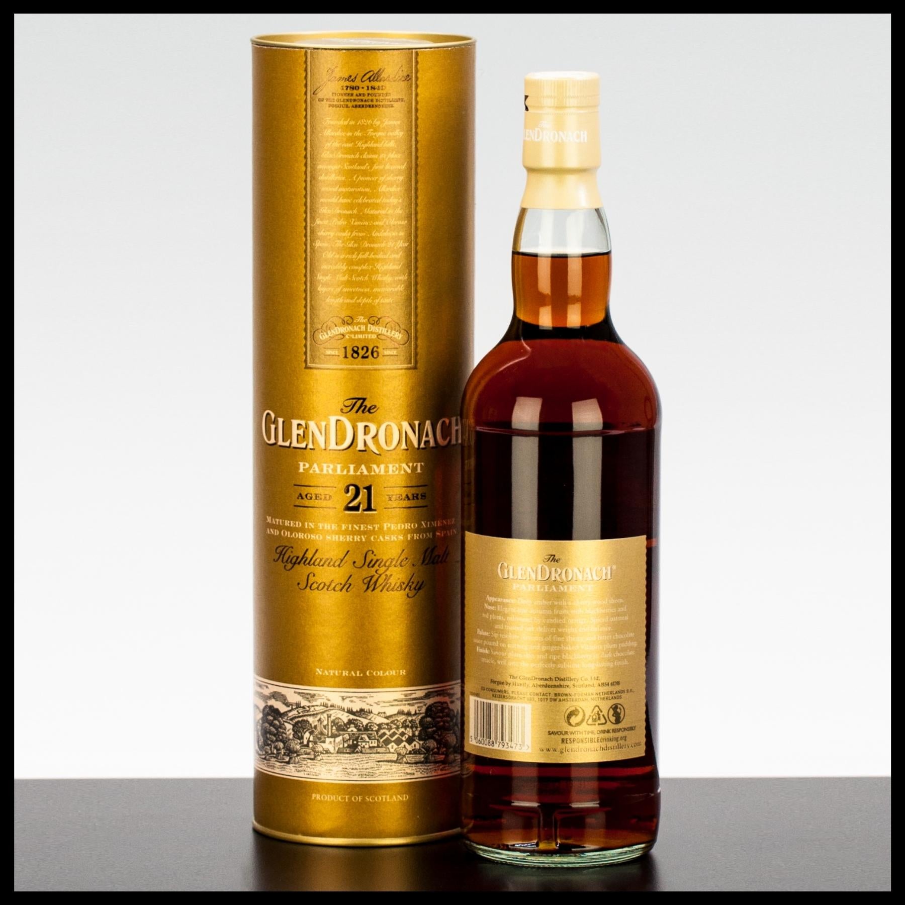 GlenDronach 21 YO Parliament Single Malt Whisky 0,7L - 48% Vol. - Trinklusiv