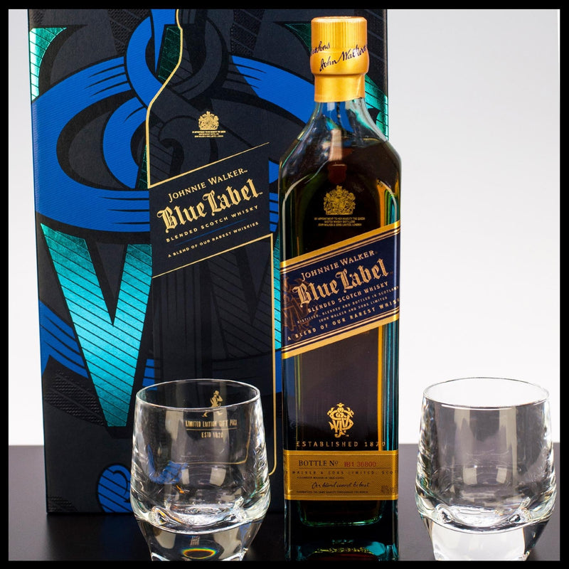 Johnnie Walker Blue Label Blended Whisky Geschenkbox mit 2 Gläsern 0,7L - 40% Vol. - Trinklusiv