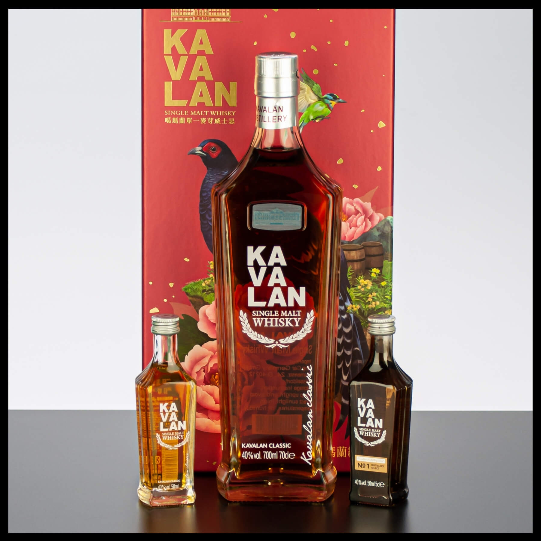 Kavalan Classic Single Malt Whisky Geschenkset mit 2 Miniaturen 0,7L - 40% Vol. - Trinklusiv