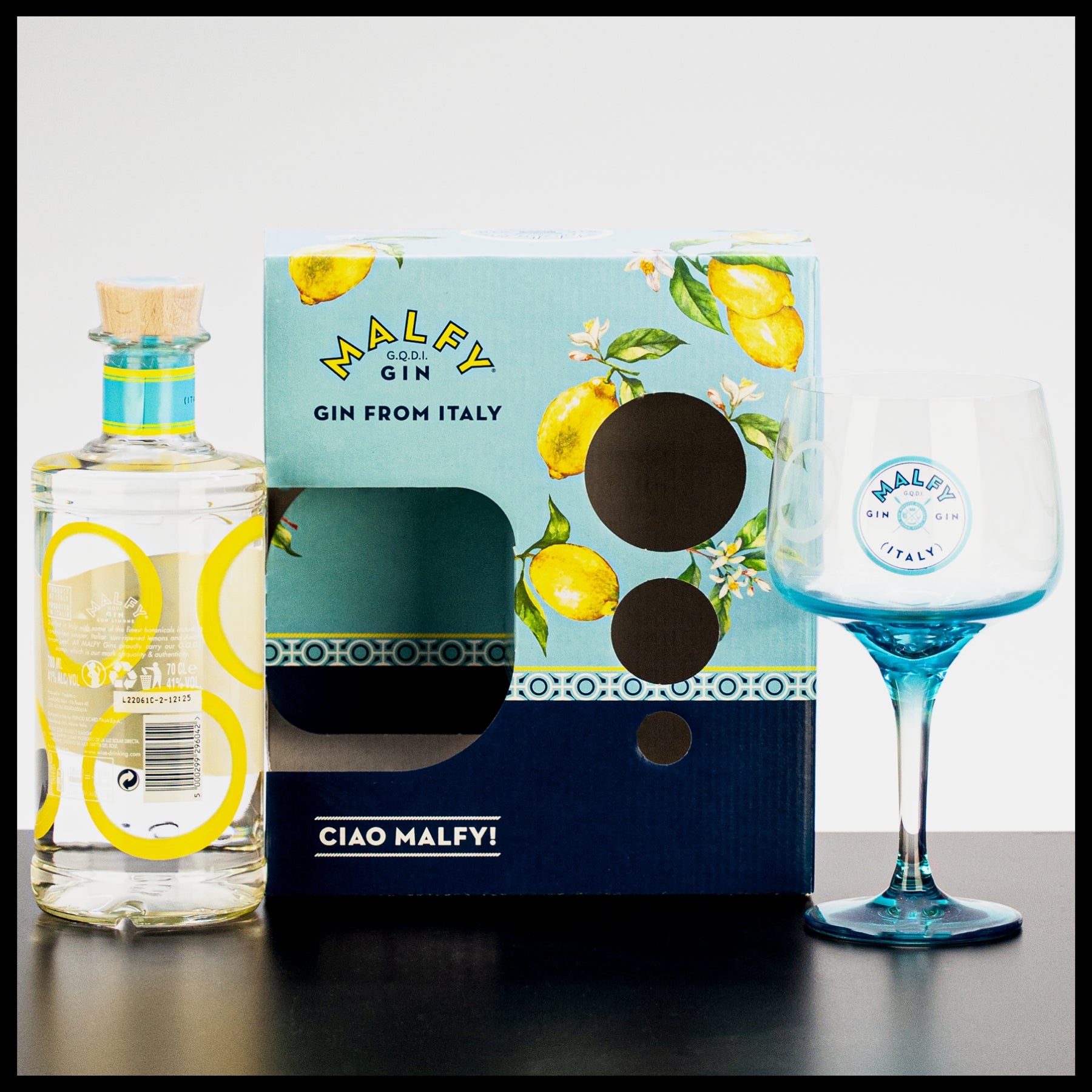 Malfy Gin Con 41% Geschenkbox - 0,7L Limone mit Glas