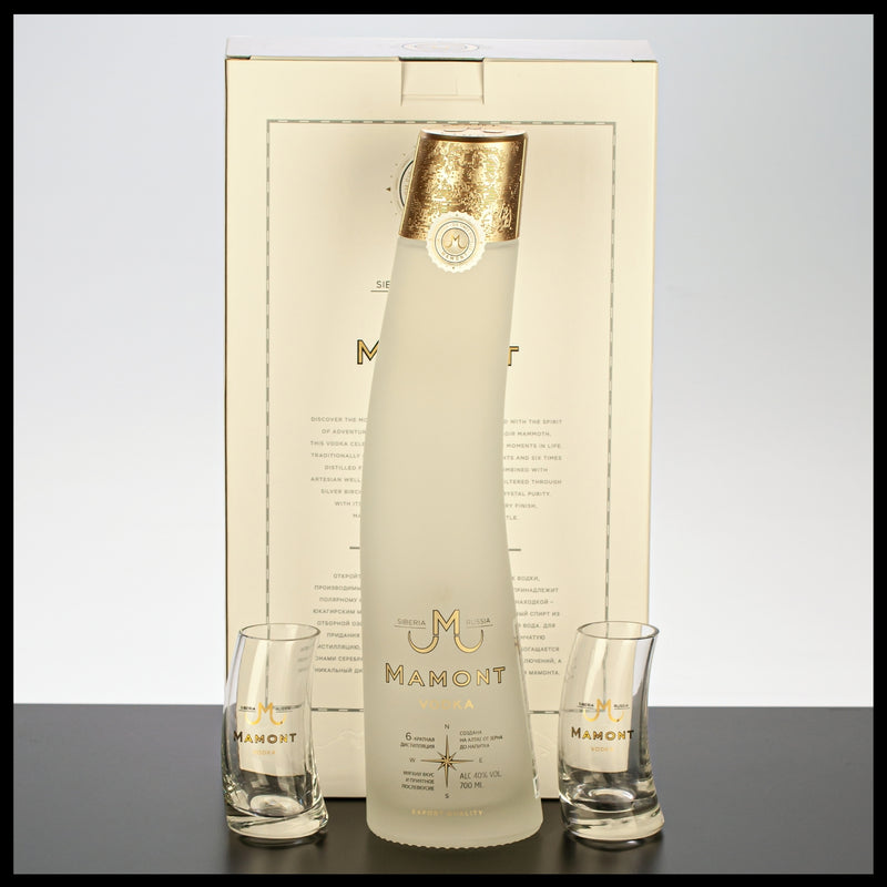 Mamont Vodka Geschenkbox mit 2 Gläsern 0,7L - 40% Vol. - Trinklusiv