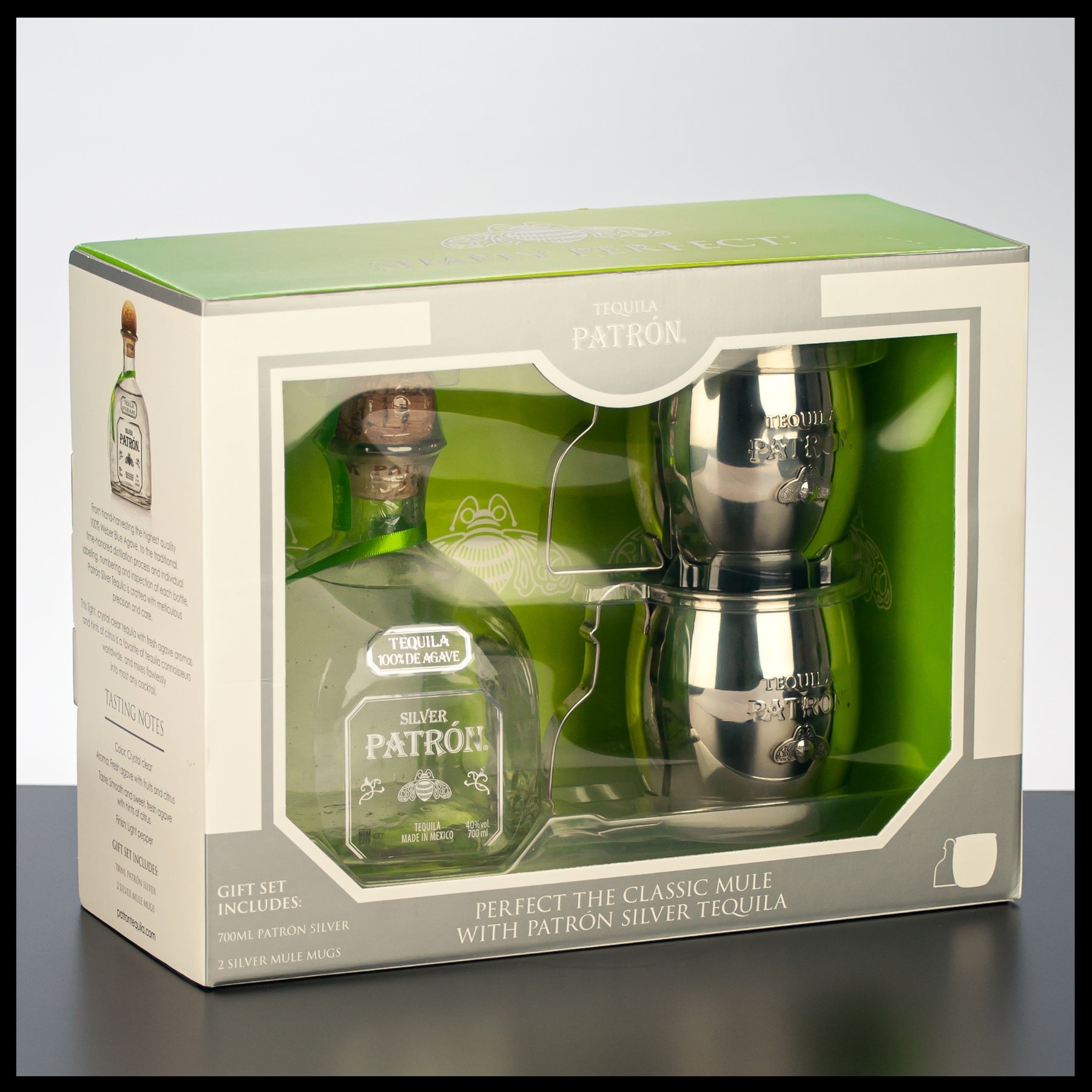 Patron Silver Tequila Geschenkbox mit 2 Bechern 0,7L - 40% Vol. - Trinklusiv