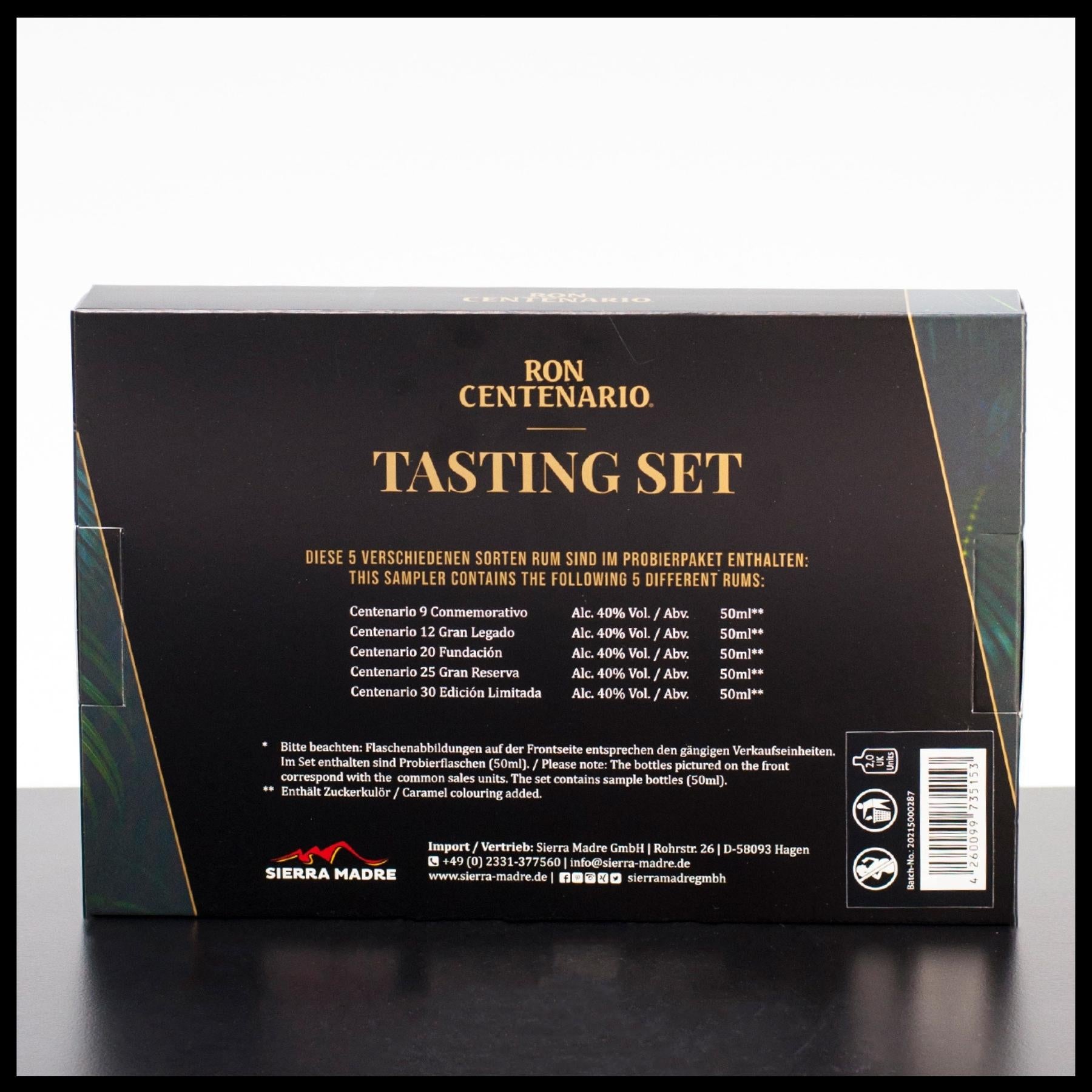 Ron Centenario Rum Tasting Set 5x 0,05L - 40% Vol. - Trinklusiv