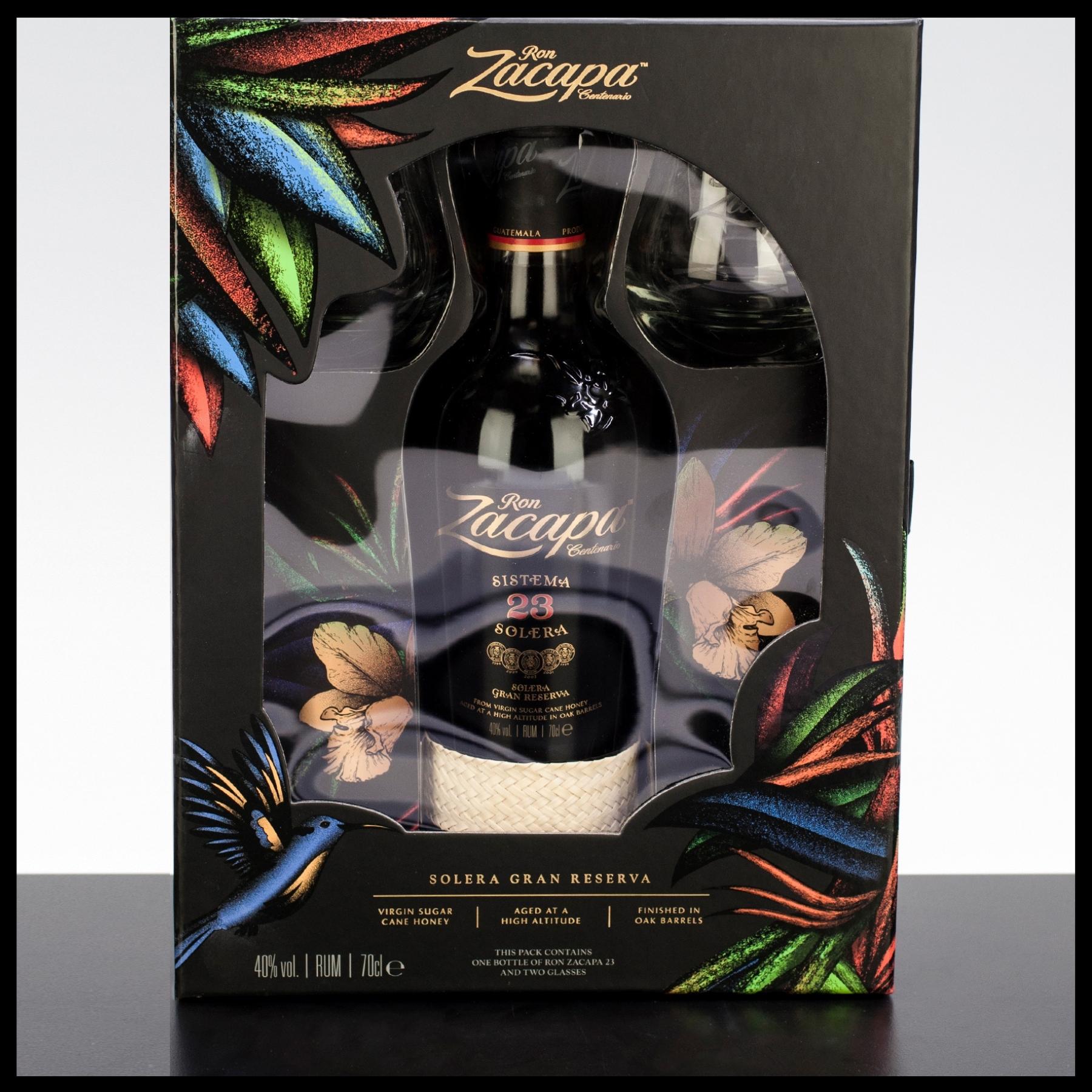 Verkaufsförderung Ron Zacapa 23 Gran Gläsern Solera 2 0,7L Reserva - YO Rum mit 40