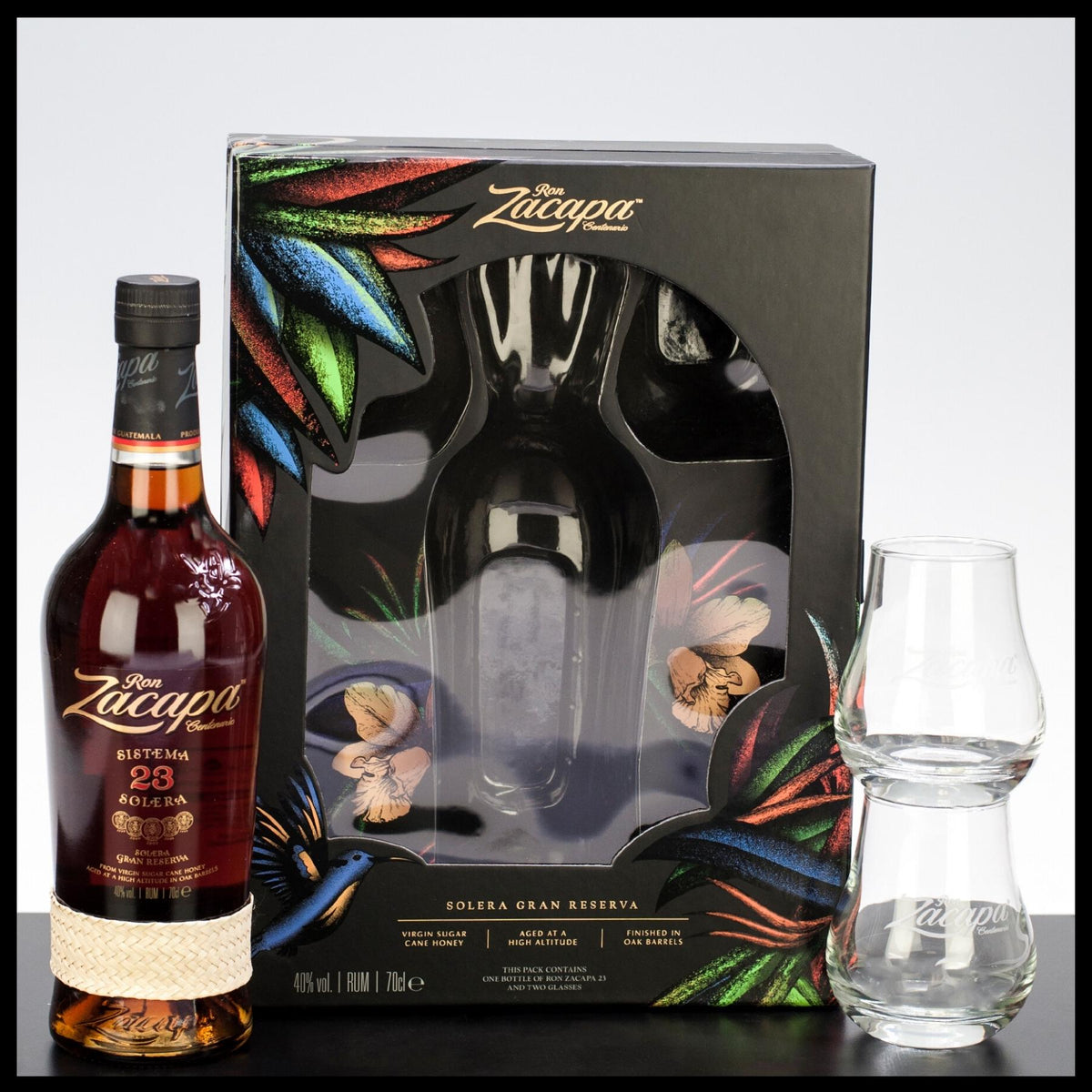 Ron Zacapa mit 23 - Gran 40% Rum 0,7L Reserva YO Solera 2 Gläsern