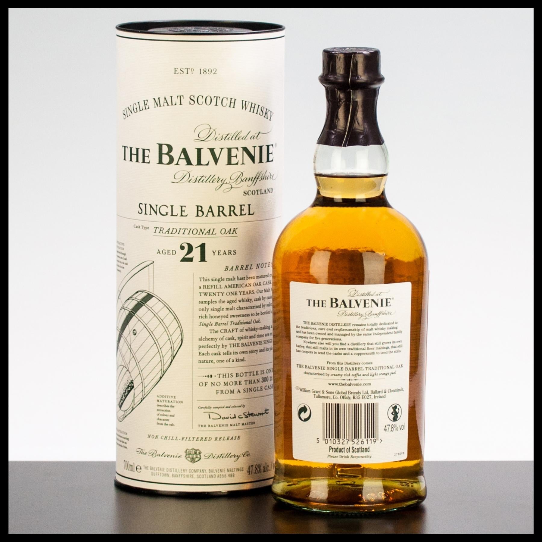 The Balvenie 21 YO Single Barrel Whisky 0,7L - 47,8% Vol. - Trinklusiv
